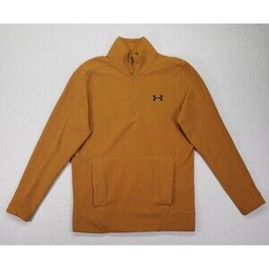 Mens Under Armour UA OffGrid Fleece Mock 1/4 Zip Sweatshirt Small Yellow Gold